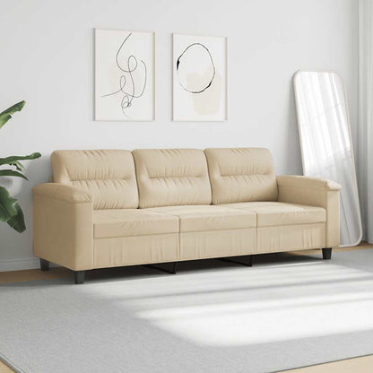 Sofá de 3 lugares 180 cm tecido de microfibra creme