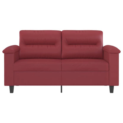 Sofá de 2 lugares 120 cm couro artificial vermelho tinto