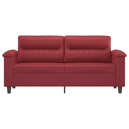 Sofá de 2 lugares 140 cm couro artificial vermelho tinto