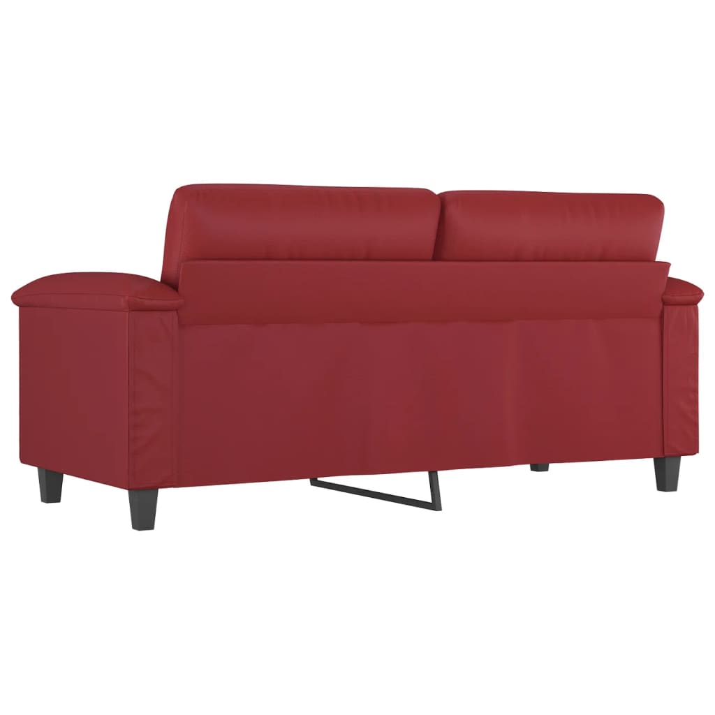 Sofá de 2 lugares 140 cm couro artificial vermelho tinto