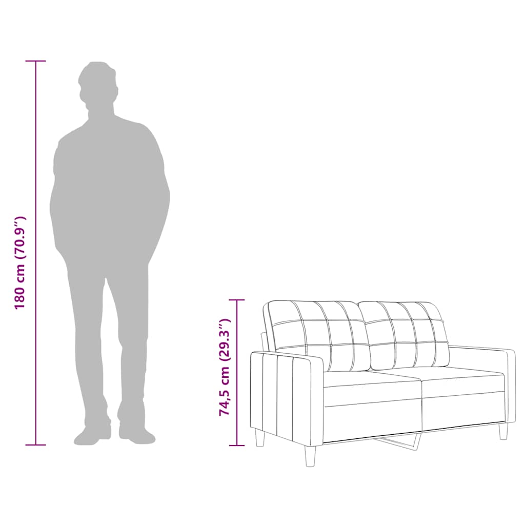 Sofá de 2 lugares tecido 140 cm cinzento-acastanhado