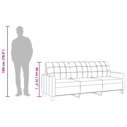 Sofá de 3 lugares 180 cm couro artificial preto