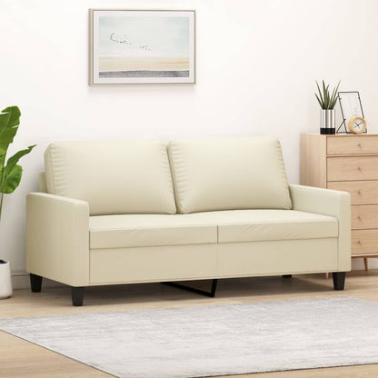 Sofá de 2 lugares 140 cm couro artificial cor creme