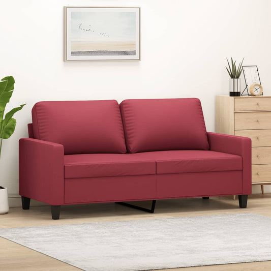 Sofá de 2 lugares 140 cm couro artificial vermelho tinto