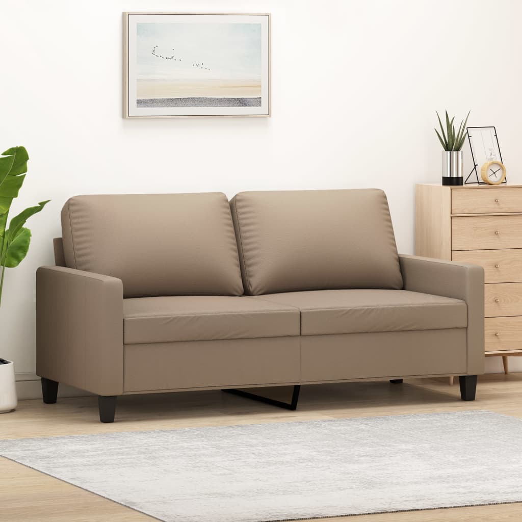 Sofá de 2 lugares 140 cm couro artificial cor cappuccino