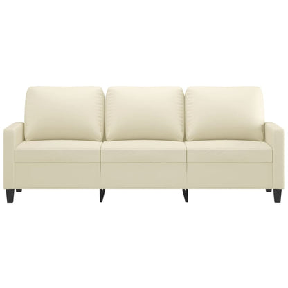 Sofá de 3 lugares 180 cm couro artificial cor creme