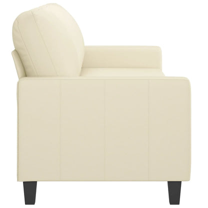 Sofá de 3 lugares 180 cm couro artificial cor creme