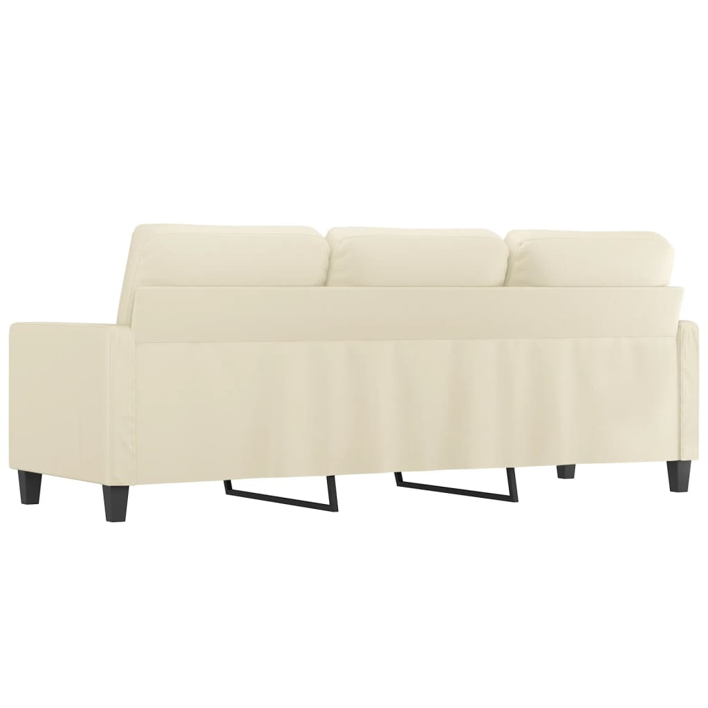 Sofá de 3 lugares 180 cm couro artificial cor creme