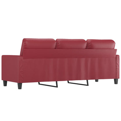 Sofá de 3 lugares 180 cm couro artificial vermelho tinto