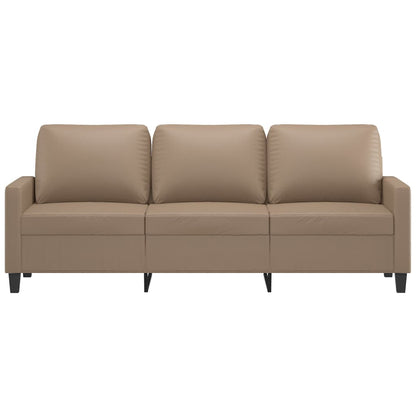 Sofá de 3 lugares 180 cm couro artificial cor cappuccino