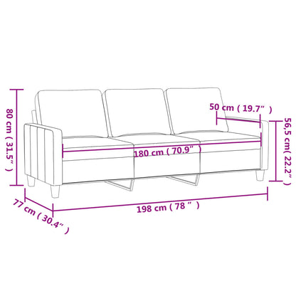 Sofá de 3 lugares 180 cm couro artificial cor cappuccino
