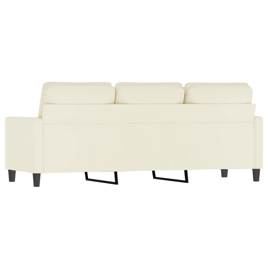 Sofá de 3 lugares 180 cm veludo cor creme
