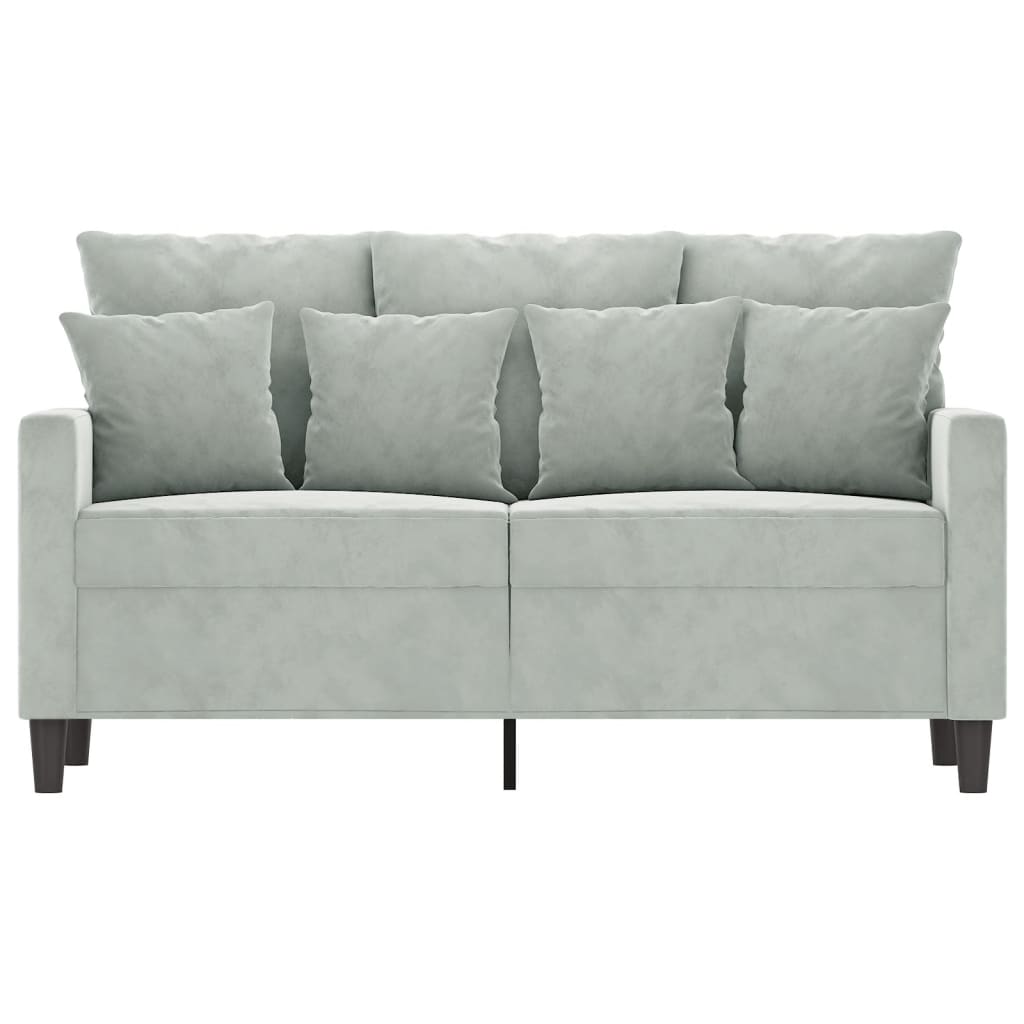 Sofá de 2 lugares 120 cm veludo cinzento-claro