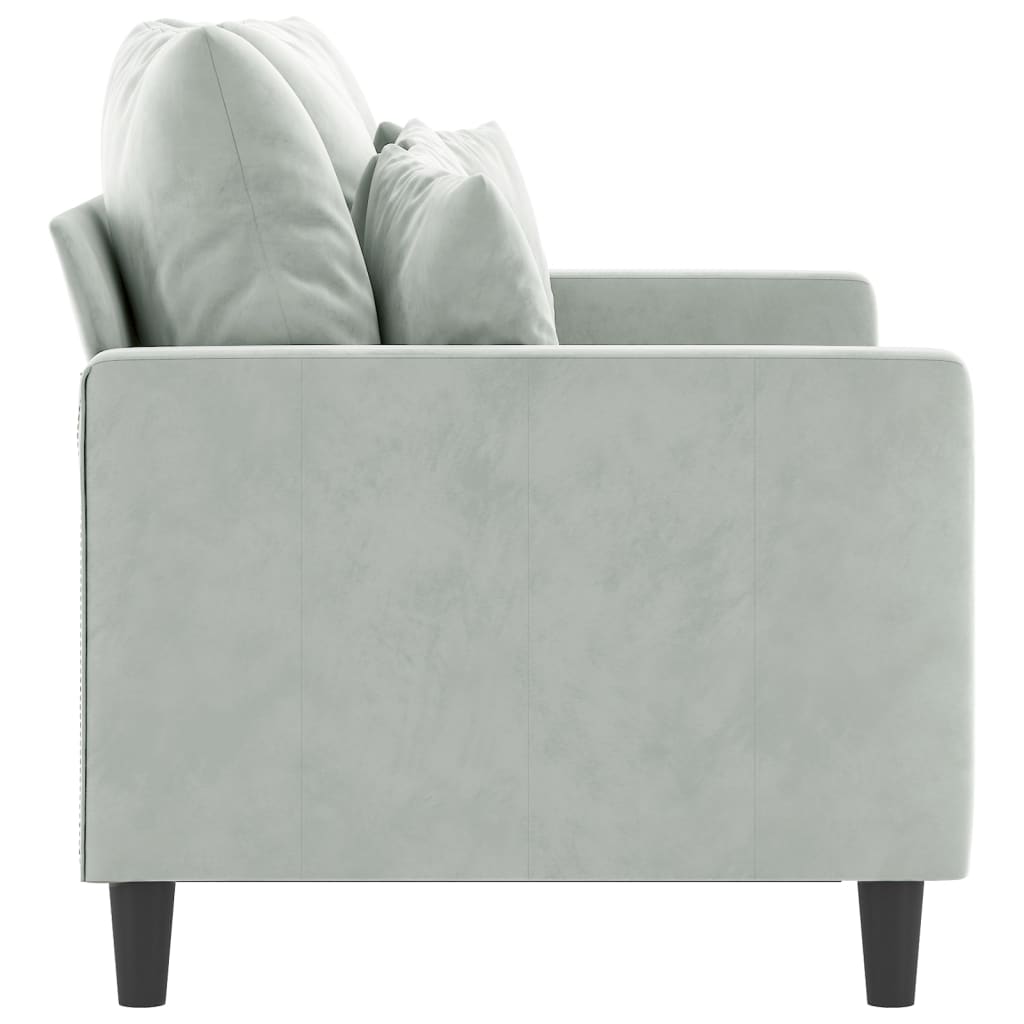 Sofá de 2 lugares 120 cm veludo cinzento-claro
