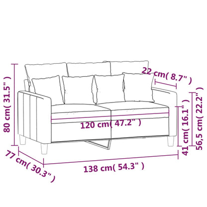 Sofá de 2 lugares 120 cm veludo cinzento-claro
