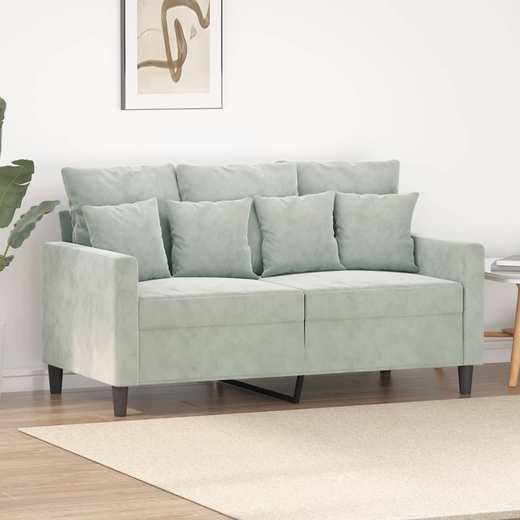 Sofá de 2 lugares 120 cm veludo cinzento-claro
