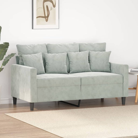 Sofá de 2 lugares 120 cm veludo cinzento-claro