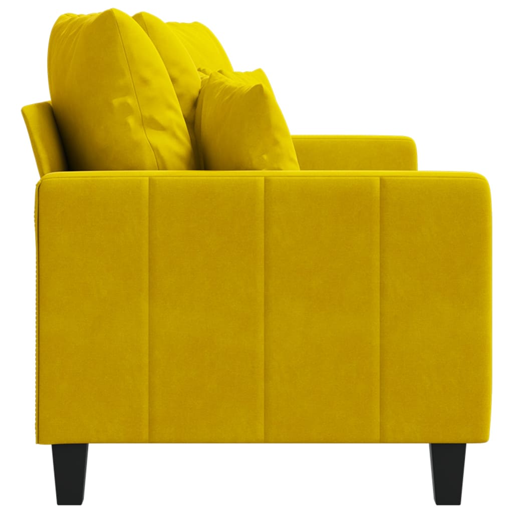 Sofá de 2 lugares veludo 140 cm amarelo