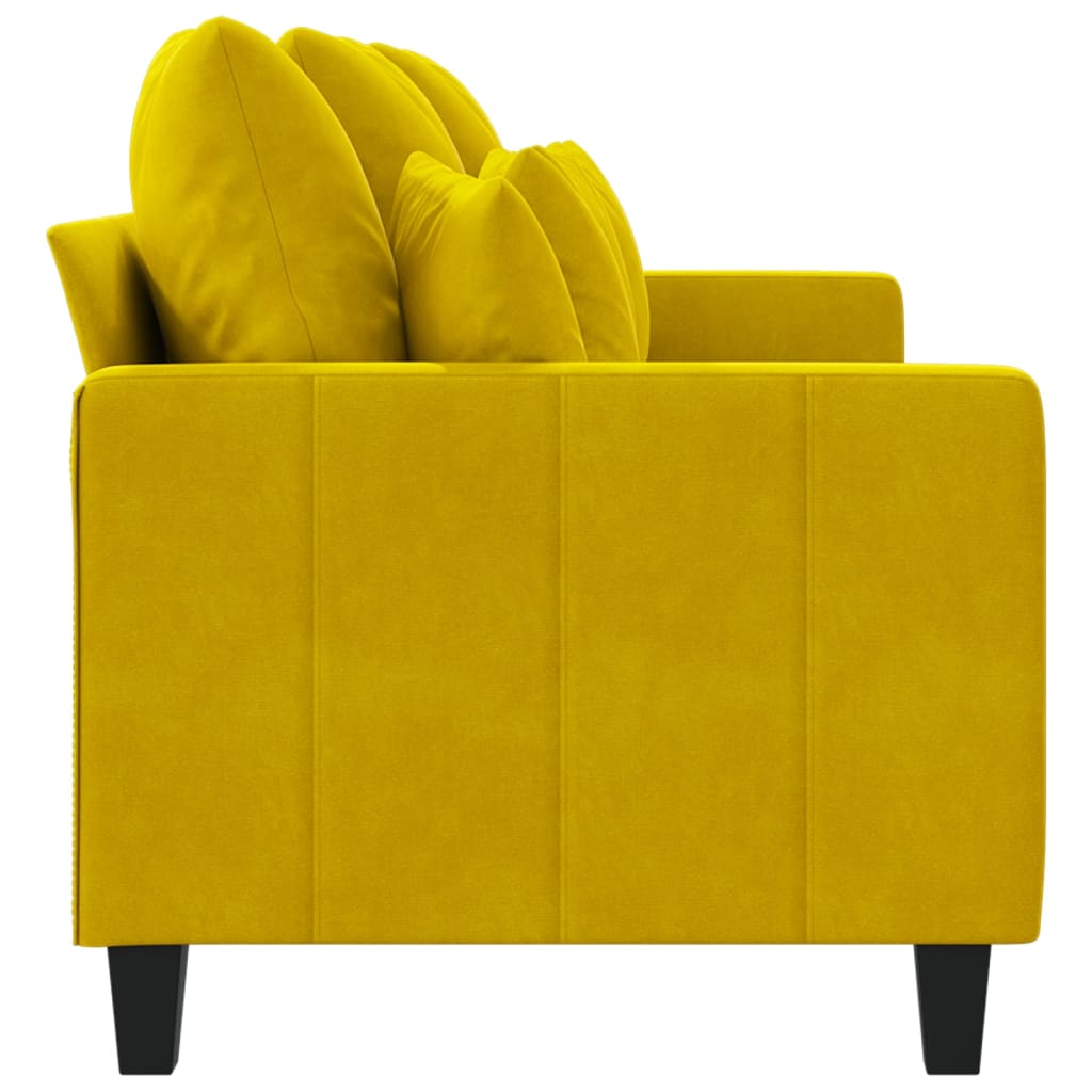 Sofá de 3 lugares 180 cm veludo amarelo
