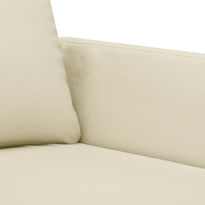 Sofá de 2 lugares 140 cm couro artificial cor creme
