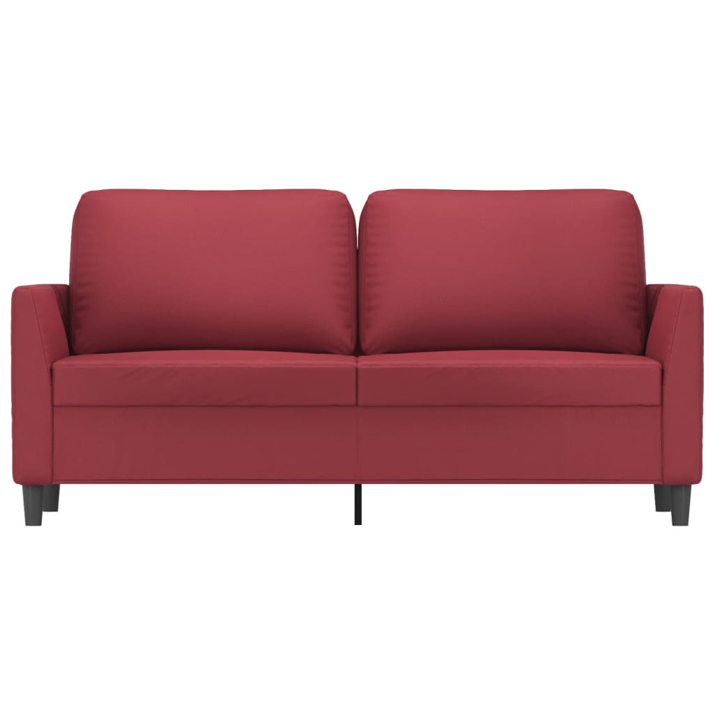 Sofá de 2 lugares 140 cm couro artificial vermelho tinto