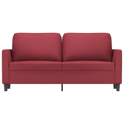 Sofá de 2 lugares 140 cm couro artificial vermelho tinto