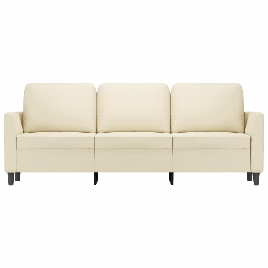 Sofá de 3 lugares 180 cm couro artificial cor creme