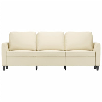 Sofá de 3 lugares 180 cm couro artificial cor creme