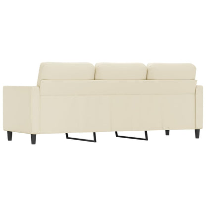 Sofá de 3 lugares 180 cm couro artificial cor creme