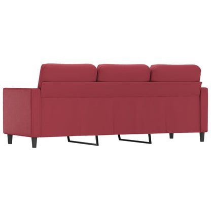Sofá de 3 lugares 180 cm couro artificial vermelho tinto