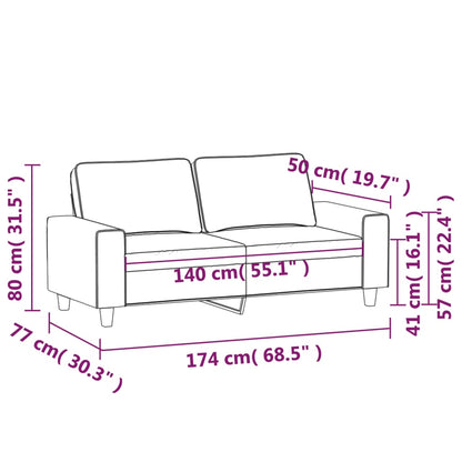 Sofá de 2 lugares tecido 140 cm cinzento-acastanhado