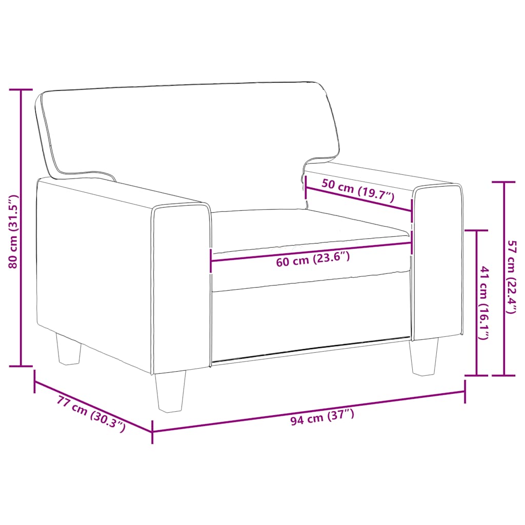 Poltrona couro artificial cinzento