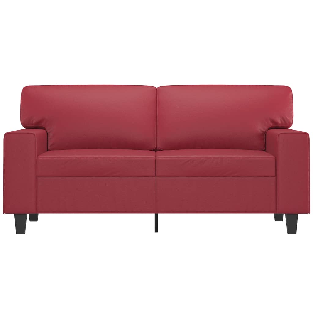 Sofá de 2 lugares 120 cm couro artificial vermelho tinto