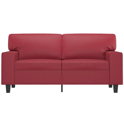 Sofá de 2 lugares 120 cm couro artificial vermelho tinto