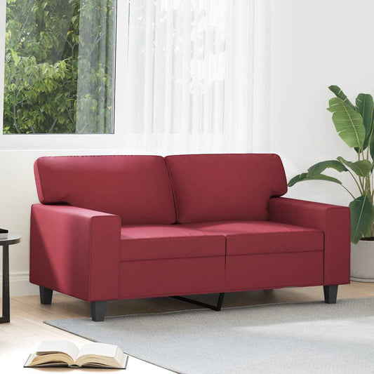 Sofá de 2 lugares 120 cm couro artificial vermelho tinto