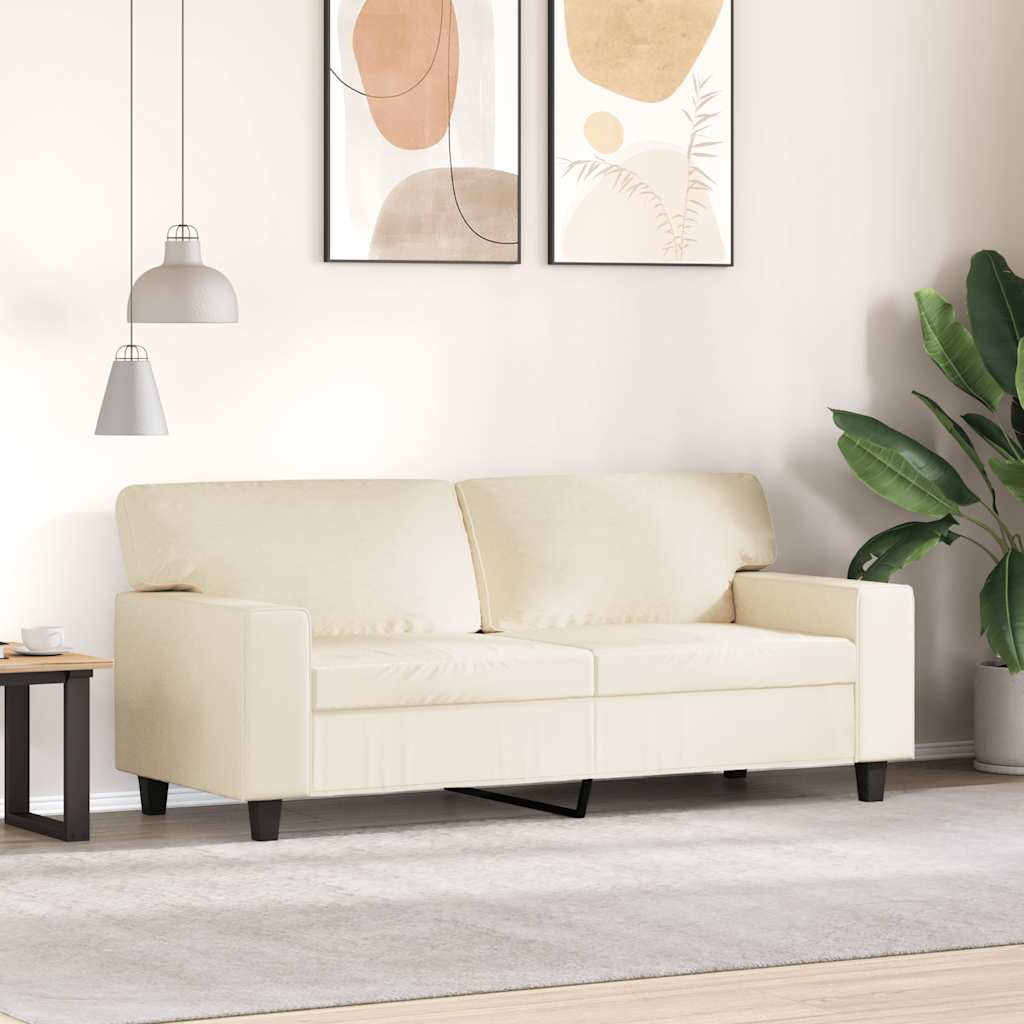 Sofá de 2 lugares 140 cm couro artificial cor creme