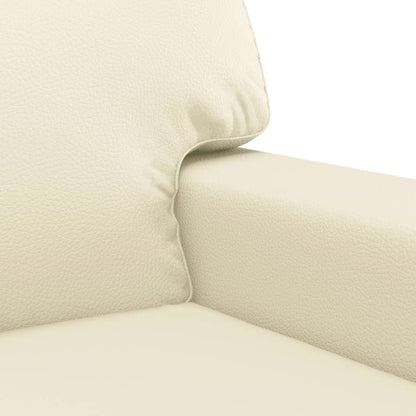 Sofá de 2 lugares 140 cm couro artificial cor creme