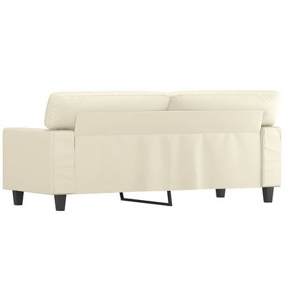 Sofá de 2 lugares 140 cm couro artificial cor creme