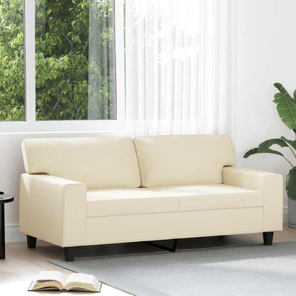 Sofá de 2 lugares 140 cm couro artificial cor creme