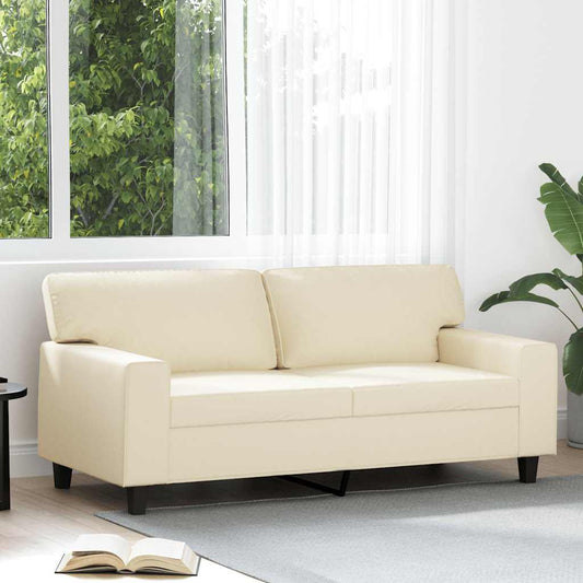 Sofá de 2 lugares 140 cm couro artificial cor creme