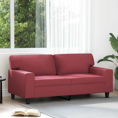 Sofá de 2 lugares 140 cm couro artificial vermelho tinto