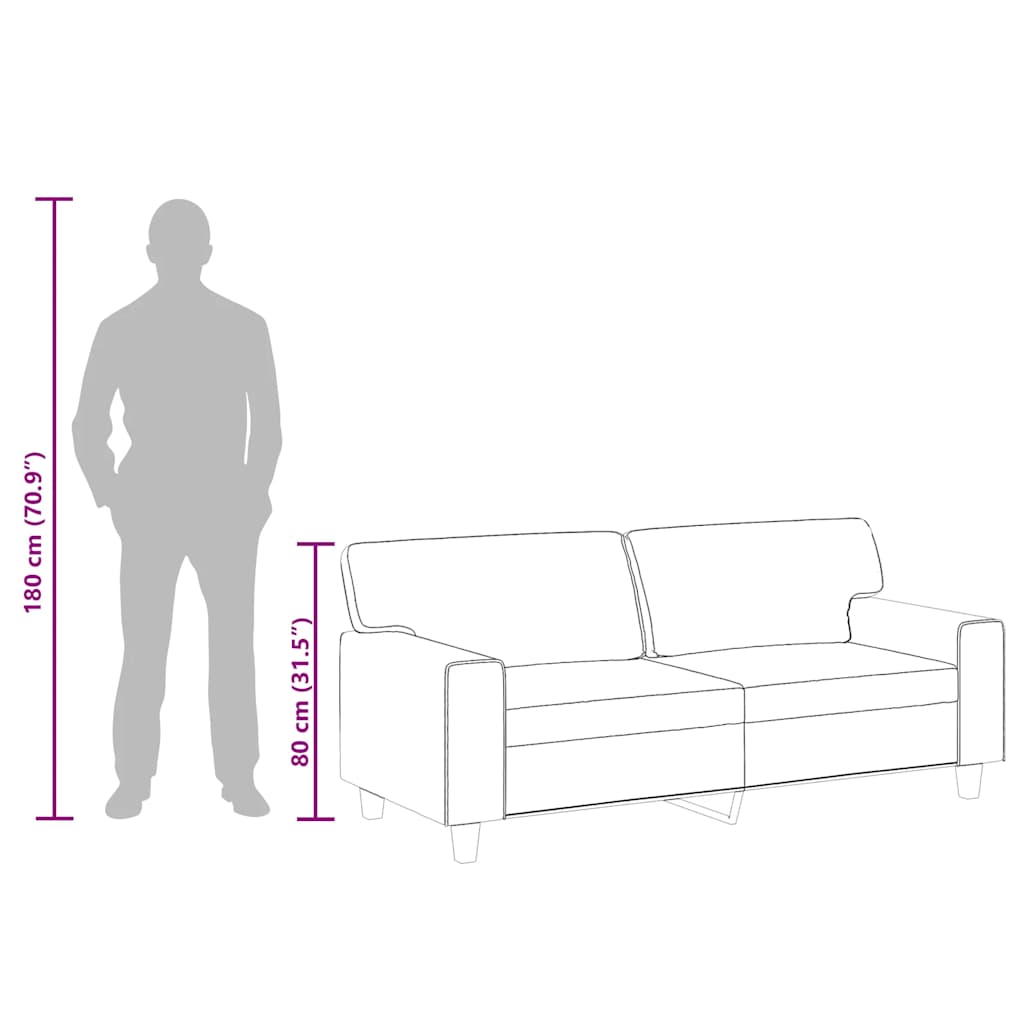 Sofá de 2 lugares 140 cm couro artificial cor cappuccino