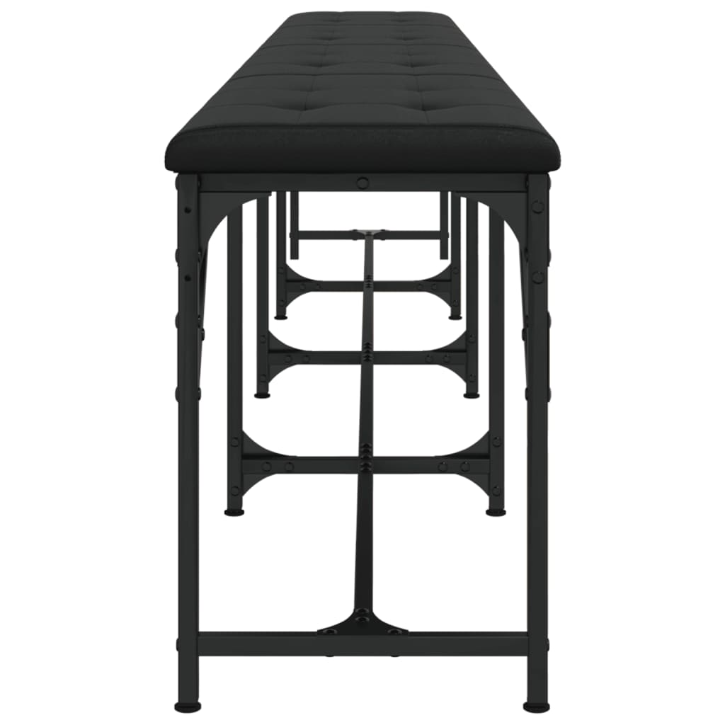 Banco de jantar 248x32x45 cm aço e couro artificial preto
