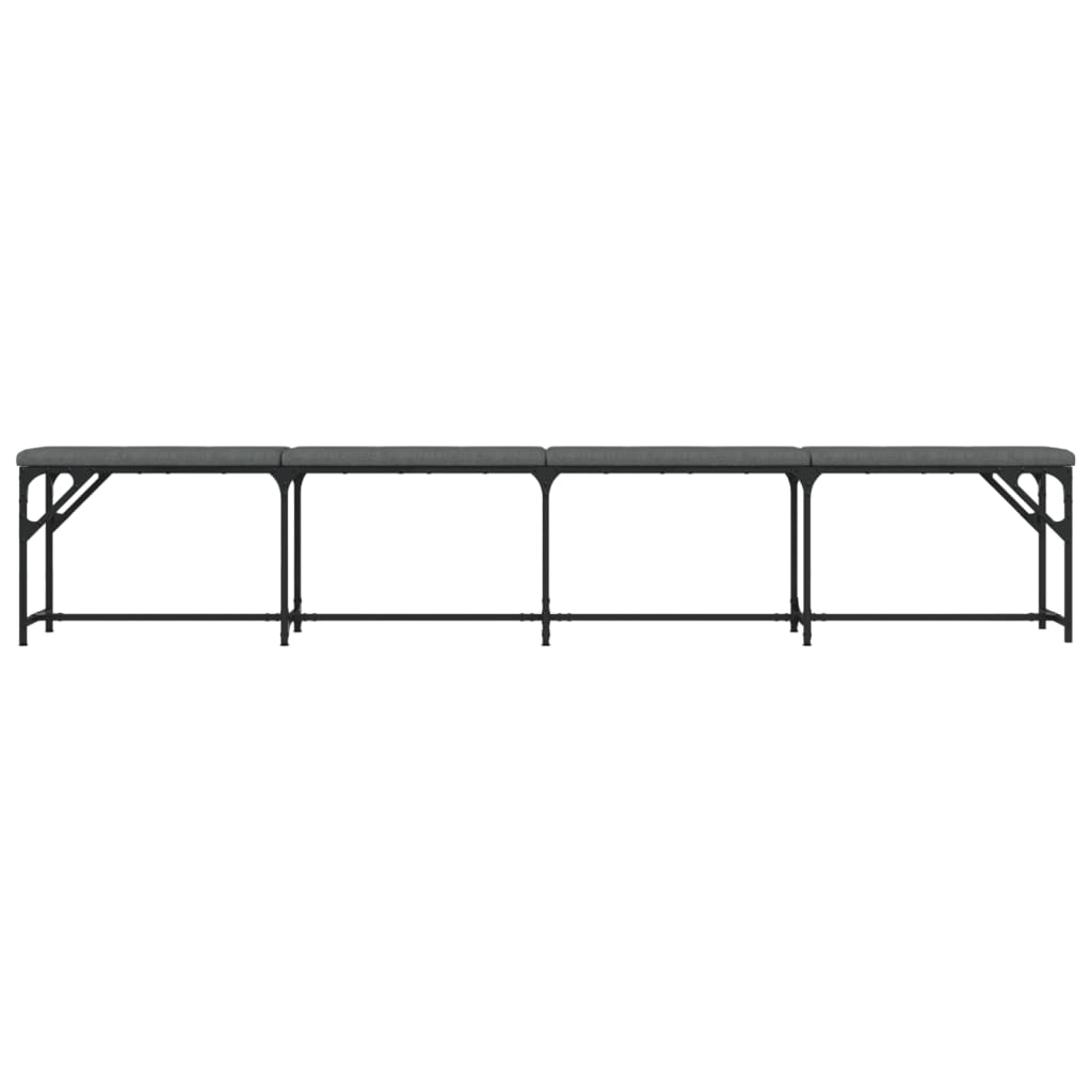 Banco de jantar 248x32x45 cm aço e tecido cinzento-escuro