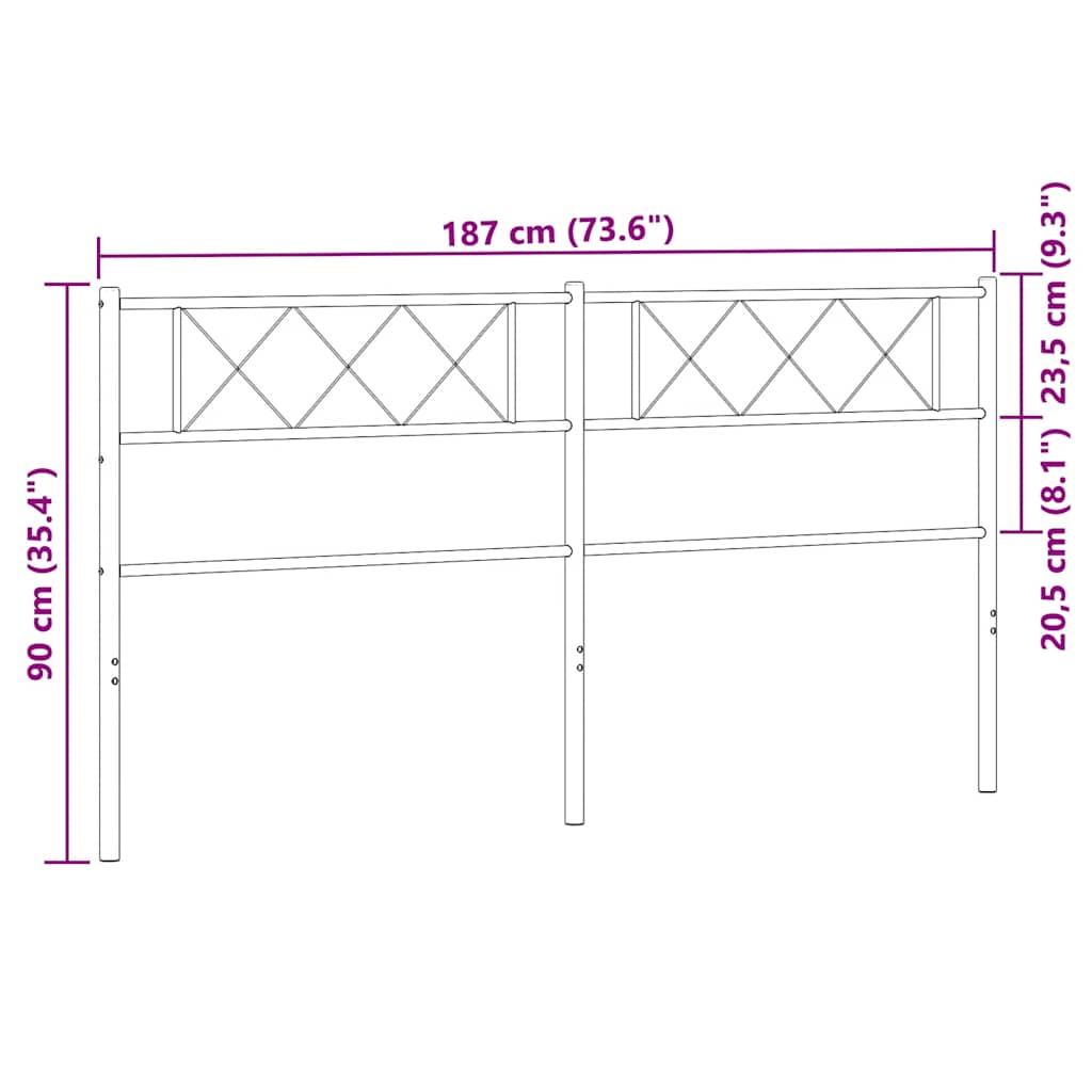 Cabeceira de cama 180 cm metal branco