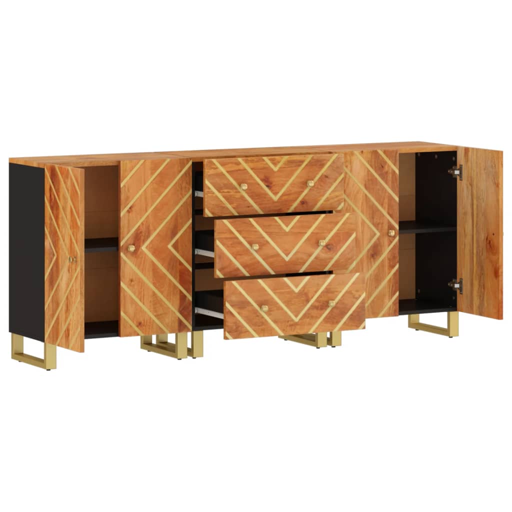 Móveis de apoio 3pcs 60x33,5x75 mangueira maciça castanho/preto