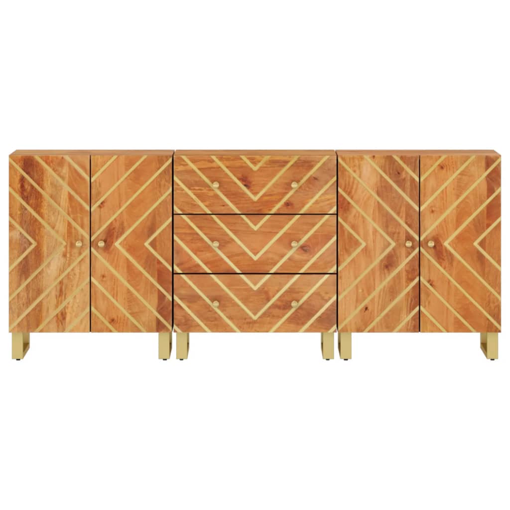 Móveis de apoio 3pcs 60x33,5x75 mangueira maciça castanho/preto