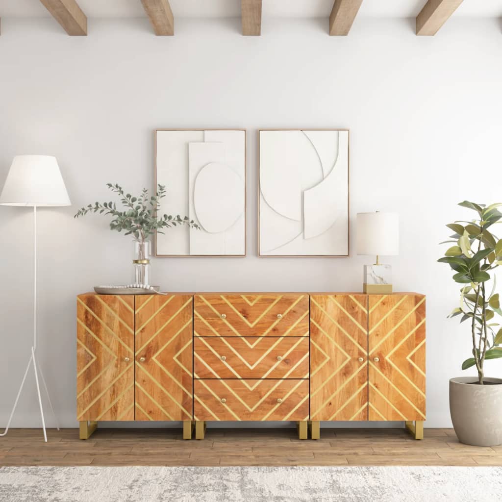 Móveis de apoio 3pcs 60x33,5x75 mangueira maciça castanho/preto