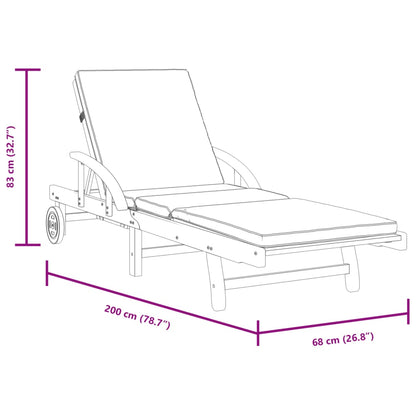 Espreguiçadeiras c/ almofadões 2 pcs 200x68x83 cm acácia maciça