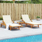 Espreguiçadeiras c/ almofadões 2 pcs 200x68x83 cm acácia maciça